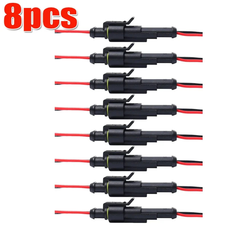 Waterproof Kit 2-Pin Electrical Connector Male/Female Terminal Plugs and Sockets for Auto Marine Truck Wiring Installation Parts