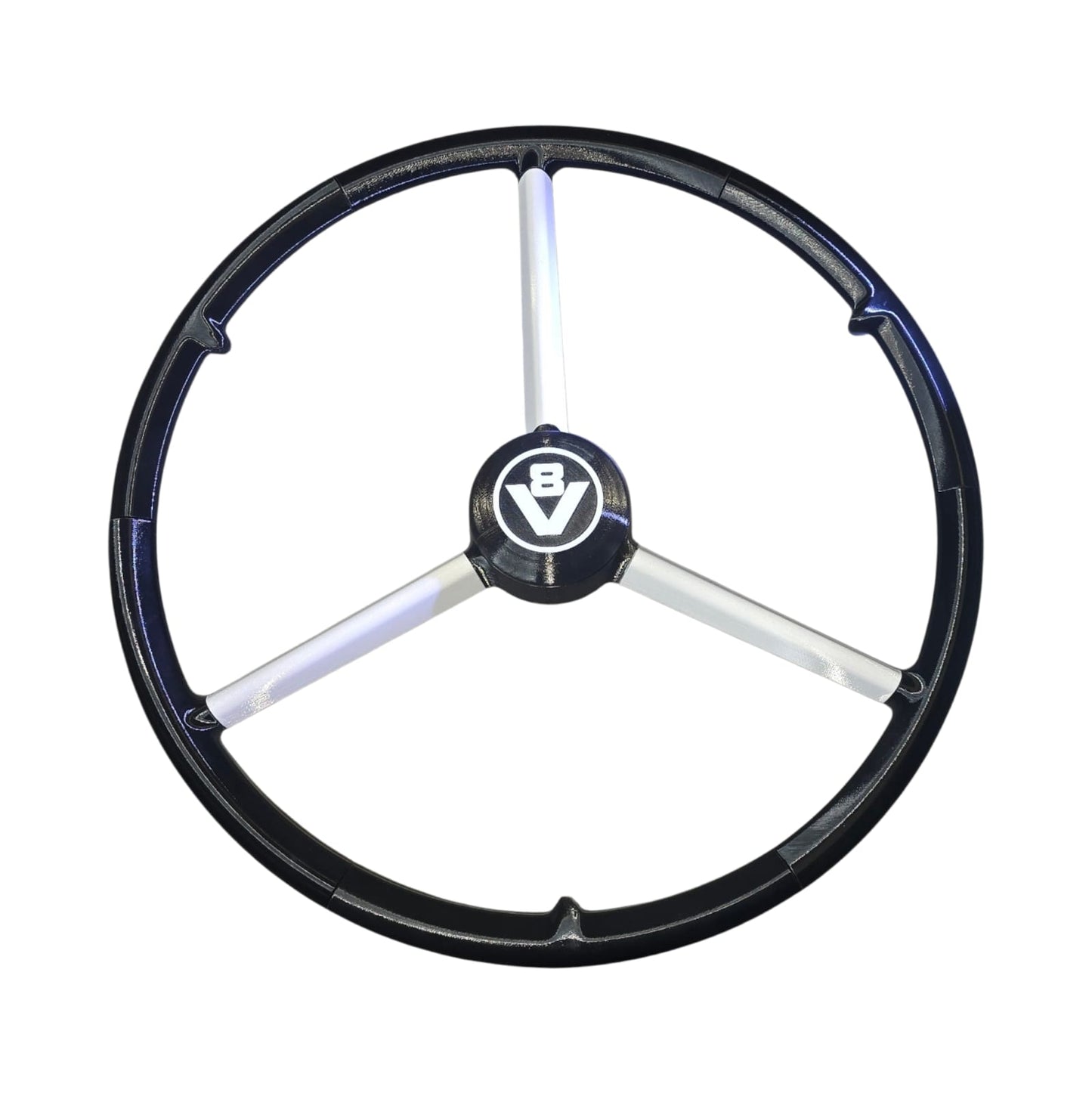 Volant 50 cm Noir et Branches blanc, V8 Scania ancien logo, Volant de simulation camion, décoration camion